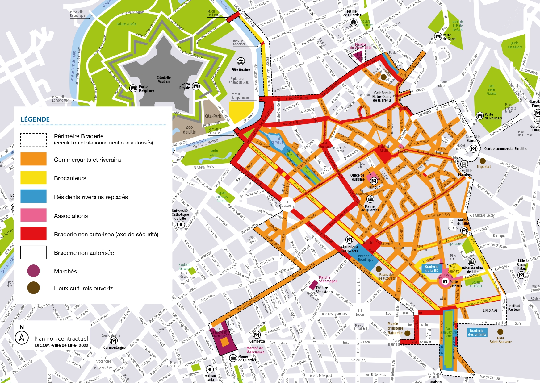 Plan de la braderie de Lille 2023