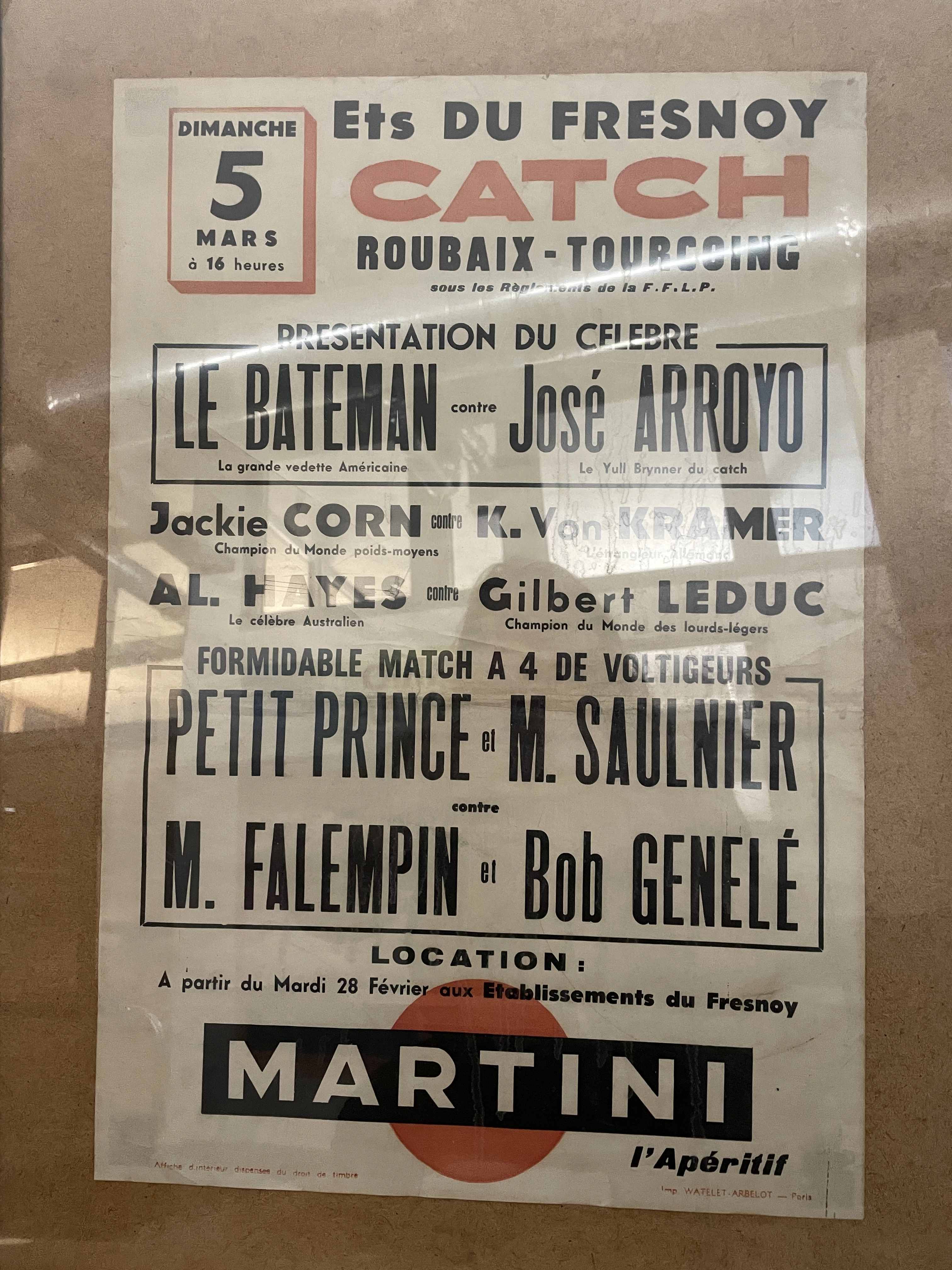 Affiche d'un match de catch au Fresnoy.