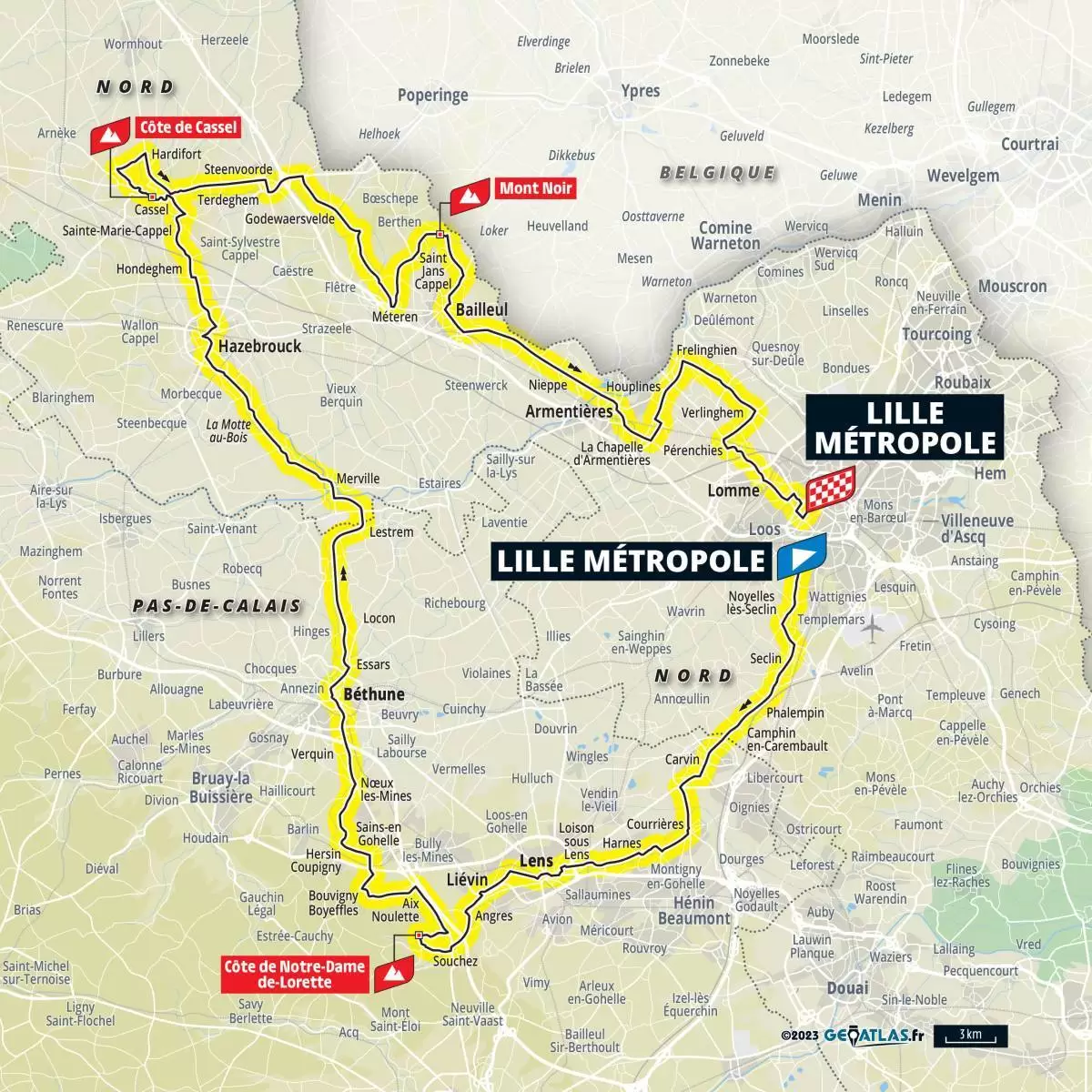 Le parcours de la première étape du Tour de France. @TourdeFrance